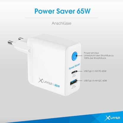 Artikelbild 4 für XLAYER Power Saver 65W Ladeadapter weiß, 65 Watt, Artikelnummer 877904