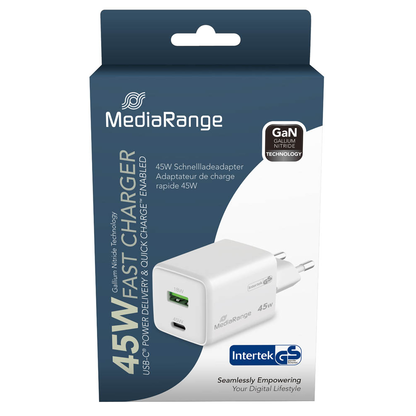 Artikelbild 2 für MediaRange 45W USB A/USB C Quick Charge Ladeadapter weiß, 45 Watt, Artikelnummer 492084