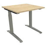 Artikelbild 1 für fm Sidney höhenverstellbarer Schreibtisch königsahorn rechteckig, C-Fuß-Gestell Quadratrohr silber 80,0 x 80,0 cm, Artikelnummer 371672