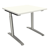 Artikelbild 1 für fm Sidney höhenverstellbarer Schreibtisch weiß rechteckig, C-Fuß-Gestell Rundrohr silber 80,0 x 80,0 cm, Artikelnummer 372472