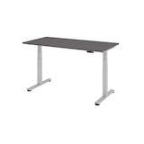 Artikelbild 1 für HAMMERBACHER XDSM16 elektrisch höhenverstellbarer Schreibtisch grafit rechteckig, T-Fuß-Gestell silber 160,0 x 80,0 cm, Artikelnummer 378949