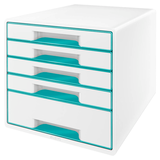 Artikelbild 1 für AKTION: LEITZ Schubladenbox WOW Cube perlweiß/eisblau, DIN A4 mit 5 Schubladen, Artikelnummer 663662