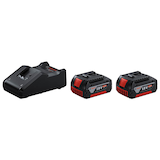 Artikelbild 1 für BOSCH Professional Werkzeugakku mit Ladegerät Starter Set 18V Li-Ion 2 x 4,0 Ah, Artikelnummer 487136