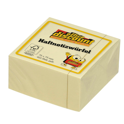 Artikelbild 2 für office discount Haftnotizen gelb, 1 Würfel, Artikelnummer 238081