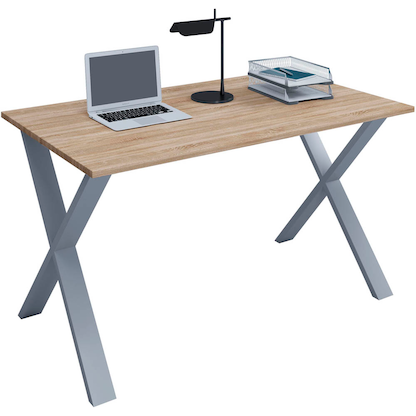 Artikelbild für VCM my office Lona Schreibtisch sonoma-eiche rechteckig, X-Fuß-Gestell silber 160,0 x 80,0 cm, Artikelnummer 270086
