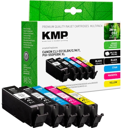 Artikelbild 24 für KMP 2x schwarz, cyan, magenta, gelb Druckerpatronen kompatibel zu Canon PGI-550 XL PGBK, CLI-551 XL BK/C/M/Y, 5er-Set, Artikelnummer 541167