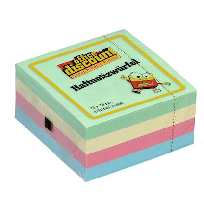 Artikelbild für office discount pastell Haftnotizen farbsortiert, 1 Würfel, Artikelnummer 238985