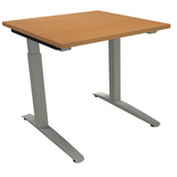 Artikelbild 1 für fm Sidney höhenverstellbarer Schreibtisch buche rechteckig, C-Fuß-Gestell Quadratrohr silber 80,0 x 80,0 cm, Artikelnummer 371747