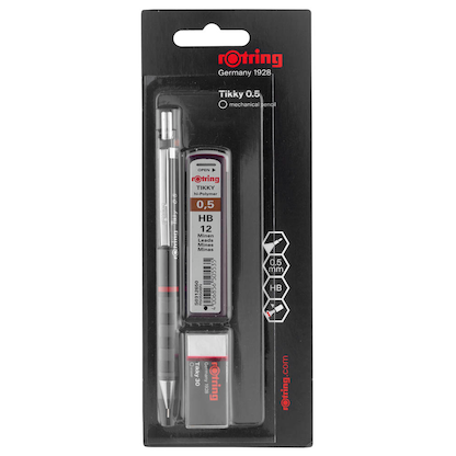 Artikelbild 2 für rotring Tikky Druckbleistift-Set schwarz HB 0,5 mm, 1 Set, Artikelnummer 426546