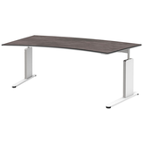 Artikelbild 1 für röhr Imperia höhenverstellbarer Schreibtisch quarzit Trapezform, C-Fuß-Gestell weiß 200,0 x 80,0/100,0 cm, Artikelnummer 676947