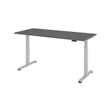 Artikelbild 1 für HAMMERBACHER XDSM19 elektrisch höhenverstellbarer Schreibtisch grafit rechteckig, T-Fuß-Gestell silber 180,0 x 80,0 cm, Artikelnummer 378978