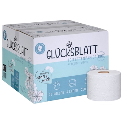 Artikelbild für GLÜCKSBLATT Toilettenpapier klassisch weiß 3-lagig, 27 Rollen, Artikelnummer 671809