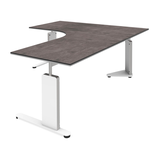 Artikelbild 1 für röhr Imperia höhenverstellbarer Schreibtisch quarzit L-Form, C-Fuß-Gestell weiß 180,0 x 80,0/200,0 cm, Artikelnummer 676872