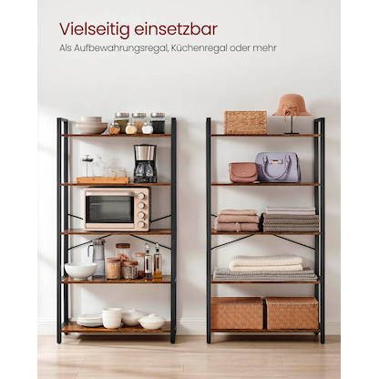 Artikelbild 5 für VASAGLE Bücherregal braun, schwarz 66,0 x 30,0 x 153,0 cm, Artikelnummer 289359