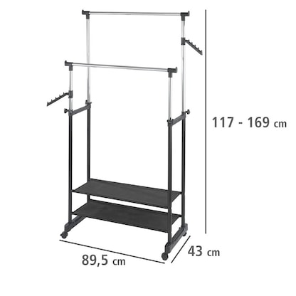 Artikelbild 13 für WENKO Teleskop-Garderobe All In schwarz Metall 89,5 x 117,0-169,0 cm, Artikelnummer 817474