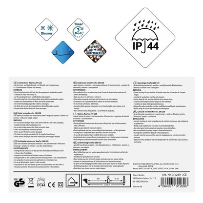 Artikelbild 10 für Idena NewTec 200er LED Lichterkette grün 27,9 m, Artikelnummer 761686