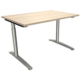 Artikelbild 1 für fm Sidney höhenverstellbarer Schreibtisch akazie rechteckig, C-Fuß-Gestell Rundrohr silber 120,0 x 80,0 cm, Artikelnummer 270054