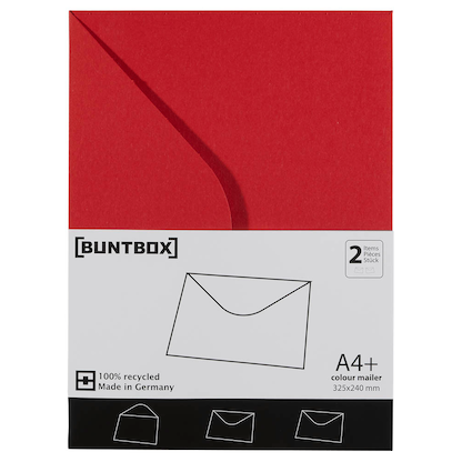 Artikelbild 4 für BUNTBOX Briefumschläge DIN C4 ohne Fenster rot Steckverschluss 2 St., Artikelnummer 303931