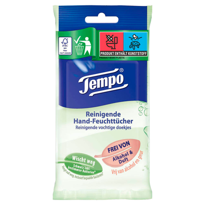 Artikelbild 2 für Tempo Handreinigungstücher Reinigend 1-lagig weiß, 10 Tücher, Artikelnummer 329800