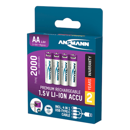 Artikelbild 11 für 4 ANSMANN USB-Akkus mit Ladekabel 2000 Mignon AA 1.800 mAh, Artikelnummer 173926