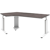 Artikelbild 1 für röhr Imperia höhenverstellbarer Schreibtisch quarzit Bogenform, C-Fuß-Gestell weiß 217,0 x 114,0 cm, Artikelnummer 677064