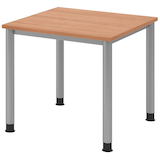 Artikelbild 1 für HAMMERBACHER HS08 höhenverstellbarer Schreibtisch nussbaum quadratisch, 4-Fuß-Gestell silber 80,0 x 80,0 cm, Artikelnummer 589731