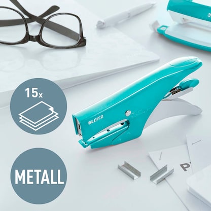 Artikelbild 2 für AKTION: LEITZ Heftzange 5531 WOW eisblau-metallic mit Prämie nach Registrierung, Artikelnummer 250187