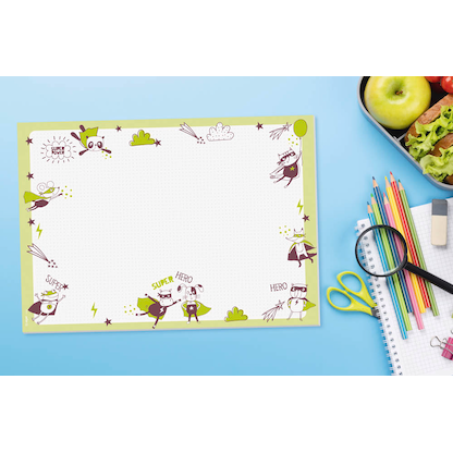 Artikelbild 2 für SIGEL Schreibtischunterlage Little Heroes hellgrün Papier 42,0 x 29,7 cm, 30,0 Blatt, Artikelnummer 655567