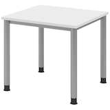 Artikelbild 1 für HAMMERBACHER HS08 höhenverstellbarer Schreibtisch weiß quadratisch, 4-Fuß-Gestell silber 80,0 x 80,0 cm, Artikelnummer 589743
