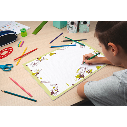 Artikelbild 3 für SIGEL Schreibtischunterlage Little Heroes hellgrün Papier 42,0 x 29,7 cm, 30,0 Blatt, Artikelnummer 655567