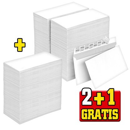 Artikelbild für 2 + 1 GRATIS: office discount Briefumschläge DIN lang ohne Fenster weiß haftklebend 2x 500 St. + GRATIS 1x 500 St., Artikelnummer 318175