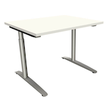 Artikelbild 1 für fm Sidney höhenverstellbarer Schreibtisch weiß rechteckig, C-Fuß-Gestell Rundrohr silber 100,0 x 80,0 cm, Artikelnummer 372294