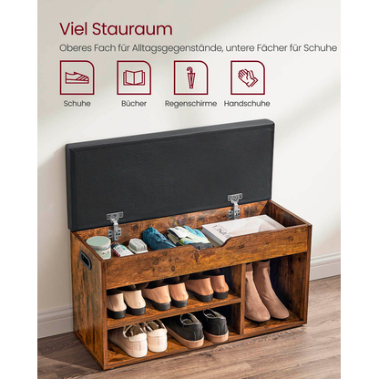 Artikelbild 9 für VASAGLE Schuhbank LHS30BX braun, schwarz Holz 80,0 cm, Artikelnummer 262299