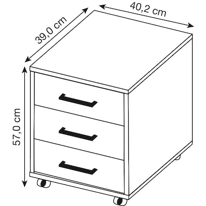 Artikelbild 2 für MÖBELPARTNER 2000 Rollcontainer landhaus-eiche 3 Auszüge 40,2 x 39,0 x 57,0 cm, Artikelnummer 183952