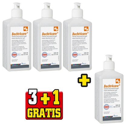 Artikelbild 18 für 3 + 1 GRATIS: Becht4care® Händedesinfektionsgel 3x 0,5 l + GRATIS 1x Händedesinfektionsgel 0,5 l, Artikelnummer 836854