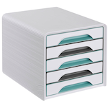 Artikelbild 1 für cep Schubladenbox Smoove weiß/grau/grün 1071110571, DIN A4 mit 5 Schubladen, Artikelnummer 319701