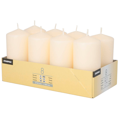Artikelbild für 8 STARPAK Stumpenkerzen creme, Artikelnummer 514099