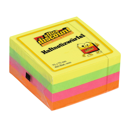 Artikelbild 23 für office discount neon Haftnotizen farbsortiert, 1 Würfel, Artikelnummer 238100