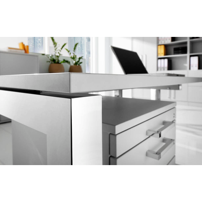 Artikelbild 5 für HAMMERBACHER JS16 höhenverstellbarer Schreibtisch nussbaum rechteckig, 4-Fuß-Gestell silber 160,0 x 80,0 cm, Artikelnummer 864191