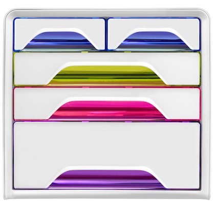 Artikelbild 2 für cep Schubladenbox Smoove weiß/bunt-transparent 1072130931, DIN A4 mit 5 Schubladen, Artikelnummer 429702
