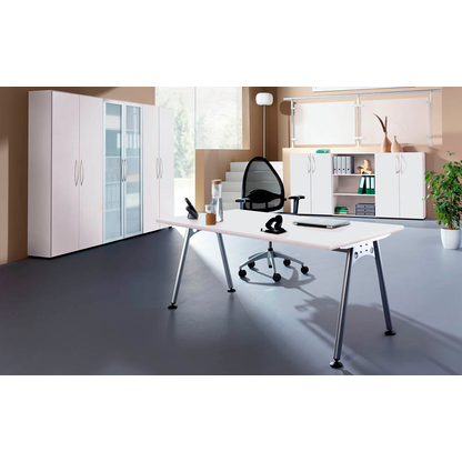 Artikelbild 4 für HAMMERBACHER AS19 höhenverstellbarer Schreibtisch lichtgrau rechteckig, A-Fuß-Gestell silber 180,0 x 80,0 cm, Artikelnummer 964049