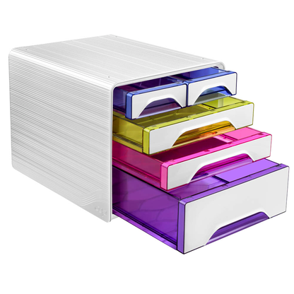 Artikelbild 3 für cep Schubladenbox Smoove weiß/bunt-transparent 1072130931, DIN A4 mit 5 Schubladen, Artikelnummer 429702