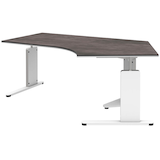 Artikelbild 1 für röhr Imperia höhenverstellbarer Schreibtisch quarzit Bogenform, C-Fuß-Gestell weiß 217,0 x 114,0 cm, Artikelnummer 677007