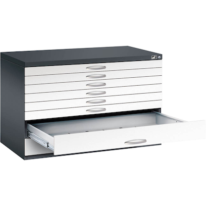 Artikelbild für CP 7100 Planschrank schwarzgrau, verkehrsweiß 8 Schubladen 110,0 x 76,5 x 76,0 cm, Artikelnummer 683084