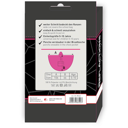 Artikelbild 10 für ROTH Mädchen Regenponcho Diamant rosa Einheitsgröße 1 St., Artikelnummer 581339