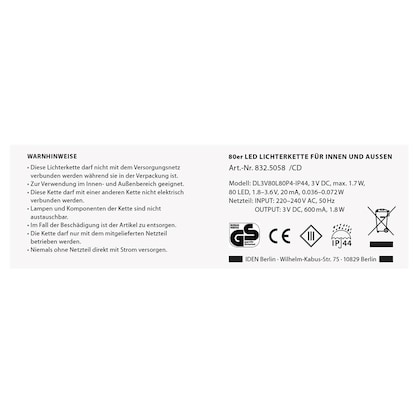 Artikelbild 12 für Idena 80er weiße LED Lichterkette grün 16,0 m, Artikelnummer 105209