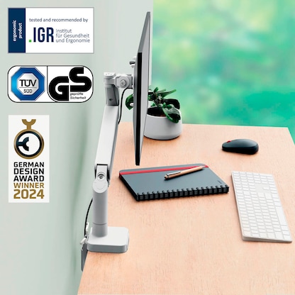 Artikelbild 7 für LEITZ Monitor-Halterung Ergo 64890085 lichtgrau für 1 Monitor, Tischklemme, Artikelnummer 103596