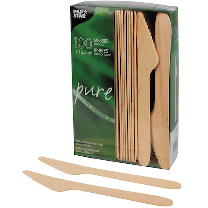 Artikelbild für PAPSTAR Einweg-Messer pure, Holz, 100 St., Artikelnummer 130751