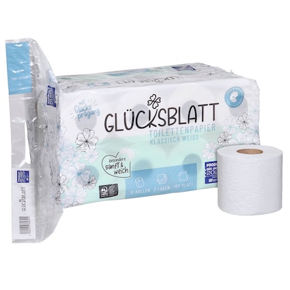 Artikelbild 3 für GLÜCKSBLATT Toilettenpapier klassisch weiß 3-lagig, 16 Rollen, Artikelnummer 671846