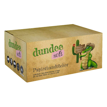 Artikelbild 7 für dundee Papierhandtücher 4012200 Zick-Zack-Falzung 2-lagig 3.200 Tücher, Artikelnummer 263586